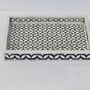 Handmade Bone Inlay Tray: Decorative Rectangle Serving Tray