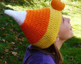 Candy Corn Hat--Crochet--Any Size