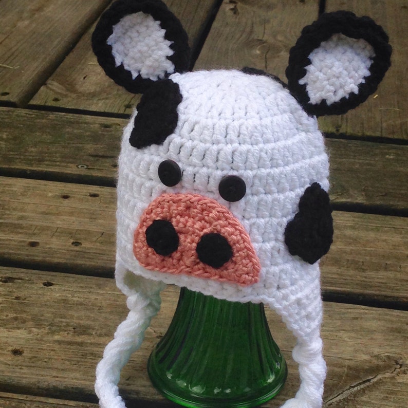 Crochet Cow Earflap Hat image 5