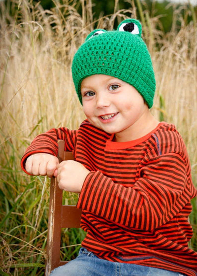 Green Frog Beanie Hat Crochet image 3