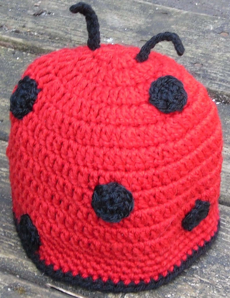 Crochet Ladybug Hat BeanieAny Size image 5