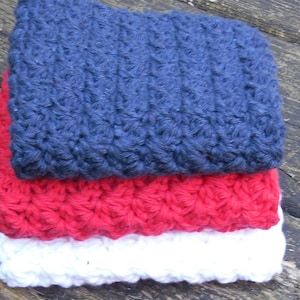 Crochet Washcloths--Red, White, and Blue