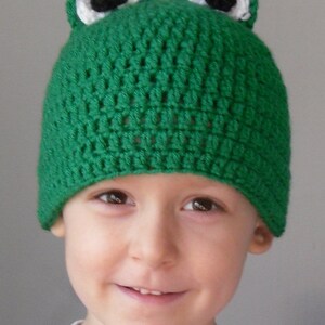 Green Frog Beanie Hat Crochet image 4