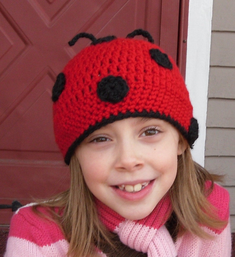 Crochet Ladybug Hat BeanieAny Size image 1