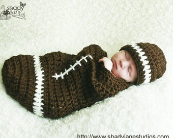 Crochet Football Hat and Cocoon--Newborn Photo Prop