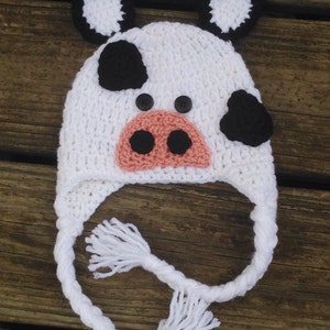 Crochet Cow Earflap Hat image 3