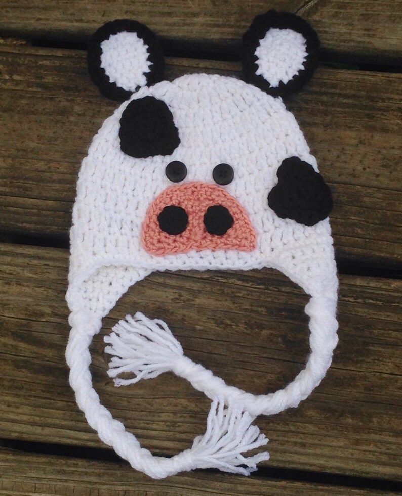 Crochet Cow Earflap Hat image 3