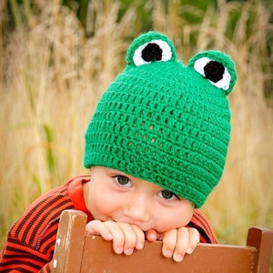 Green Frog Beanie Hat Crochet image 1