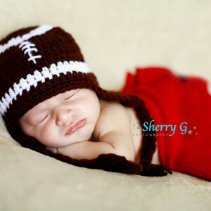 Crochet Football Earflap Hat--Any Size