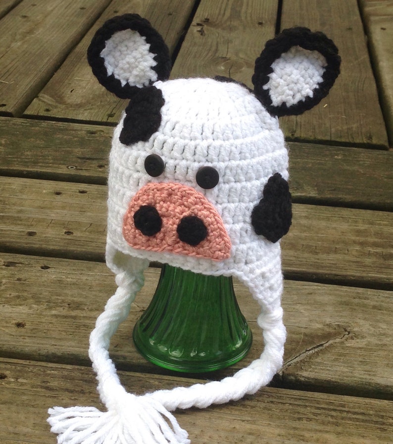 Crochet Cow Earflap Hat image 2