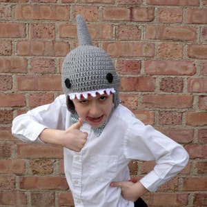 Crochet Shark Hat, Ear Flap Hat, Beanie image 4