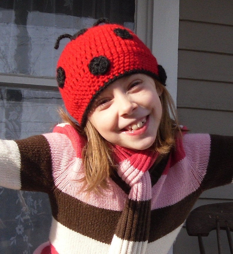 Crochet Ladybug Hat BeanieAny Size image 2