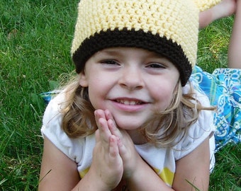 Crochet Giraffe Hat Beanie--Yellow and Brown--Photo Prop--Any Size Made to Order