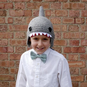 Crochet Shark Hat, Ear Flap Hat, Beanie image 2