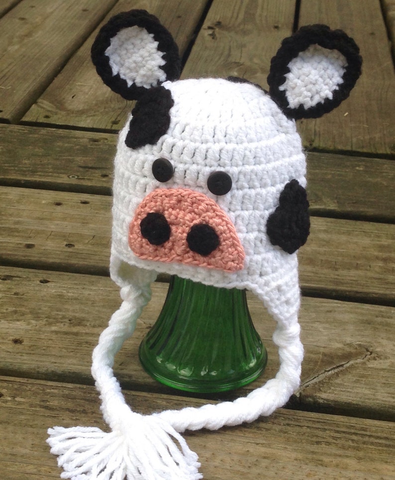 Crochet Cow Earflap Hat image 4