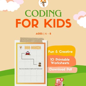 Hoja de trabajo de laberinto de programación para perros / Actividad imprimible de instrucciones para preescolares (PDF)