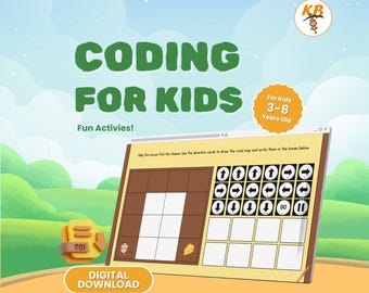 Programmier-Code für Kinder im Alter von 3-8 Jahren | Vorschule Algorithmus und Richtungskonzepte | Lustige digitale PDF-Arbeitsblätter