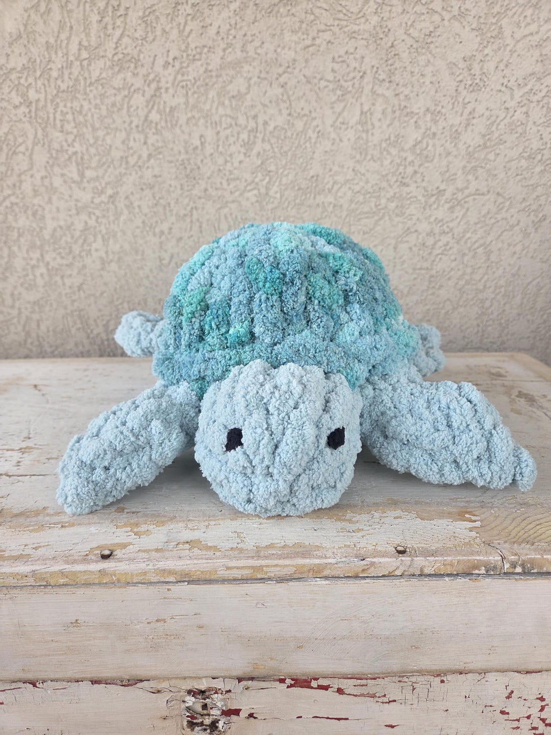 Hand Knit Chunky Chenille Turtle Plushie/stuffed Animal/soft/10.5 ...