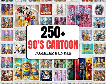 250+ Tumbler Wrap Bundle, Instant Download 20oz Tumbler PNG Wraps Design, Digital 90 s Cartoon 20 oz Skinny Tumblers Designs Template