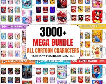 3000+ Mega muggomslagspaket, sublimeringsdesigner för muggar på 280 g och 450 g, lärarmugg, fotomugg, mammamugg, kaffemugg, tecknad muggomslag, muggpaket