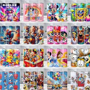 90+ 90er Jahre Tumbler Wrap Bundle, Sofort-Download 20 Unzen Tumbler PNG Wraps Design, Digital 90 s Cartoon 20 oz Skinny Tumbler Designs Vorlage