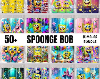 Paquete de más de 30 vasos de Bob Esponja de 20 oz / Descarga digital instantánea PNG de héroe dinámico