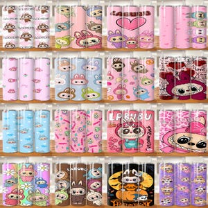 30+ Labubv Monster Doll 20oz Tumbler Wrap Png Bundle, Cute Doll Png, Straight And Tapered Tumbler Wrap Png, Cartoon Character Png
