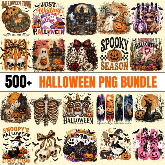 500+ Halloween Mega Bundle Png ,Spooky Vibes Png ,Retro Halloween Png, Bundle Fall Png Bundle Halloween Horror Png , Instant Download