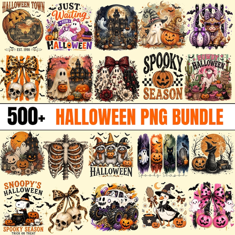 500+ Halloween Mega Bundle Png ,Spooky Vibes Png ,Retro Halloween Png, Bundle Fall Png Bundle Halloween Horror Png , Instant Download image 1