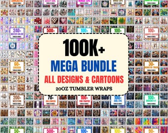 100,000+ Tumbler Wraps Bundle, 20oz Sublimation Designs, 3D Styles (Instant Download)