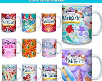 30+ Lilla sjöjungfruns muggdesigner i paket: 283 g, 425 g PNG (digital nedladdning)