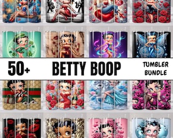Betty Girl tecknad tumbler PNG-paket: 40+ designer (digital nedladdning)
