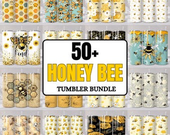 50+ Bee Tumbler Wrap Bundle, Honey Bee Tumbler, Honey Comb Tumbler, Bee Sunflower Tumbler, 20oz Bee Sublimation Design Digital Download
