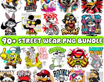 Más de 90 diseños de camisetas urbanas PNG: Urbanas, florales y de motociclistas (descarga digital)