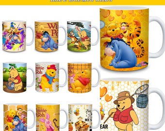 Nalle Puh muggomslagspaket 15oz sublimeringsdesign direktnedladdning PNG-fil