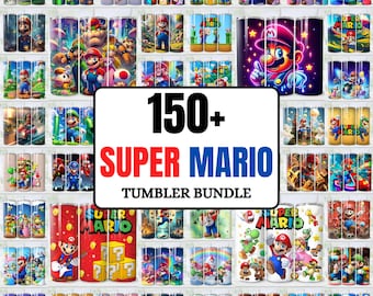 150+ Super Mario Tumbler Wrap-paket, Super Mario-sublimering, Mario Bros PNG, 3D Super Mario Splash-mugg, barnmugg, 20 oz Mario Wrap