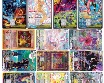 CUSTOM Rainbow Holographic Pokemon Decal Cover | Laminated Vinyl Sticker Card-Sized Sticker  Laptop, Phone, TCG Card Wrap 100+ Designs