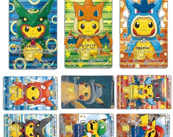 CUSTOM Poncho Rainbow Holographic Pokemon Decal Cover | Laminated Vinyl Sticker Card-Sized Sticker, TCG Card Wrap 100+ Designs