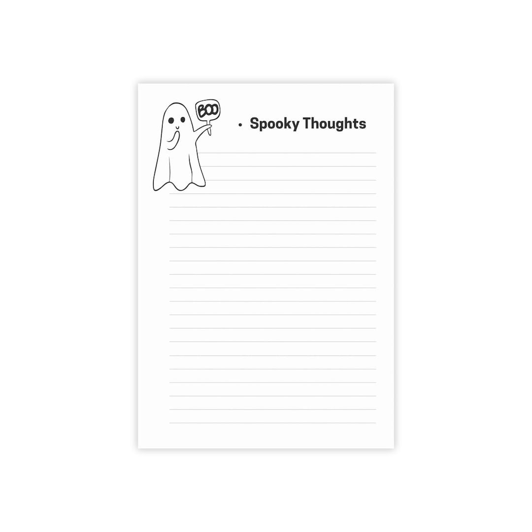 Important Note Spooky Spooky Thoughts Note Pad, Cute Ghost Stationery, Halloween Planner, Fun ...
