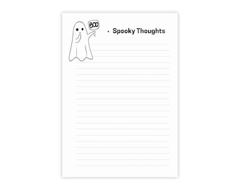 Notitieblok griezelige gedachten, schattig spookbriefpapier, halloweenplanner, leuke herinneringsnotities, kantoorbenodigdheden, cadeau voor studenten, leuk bureaudecor