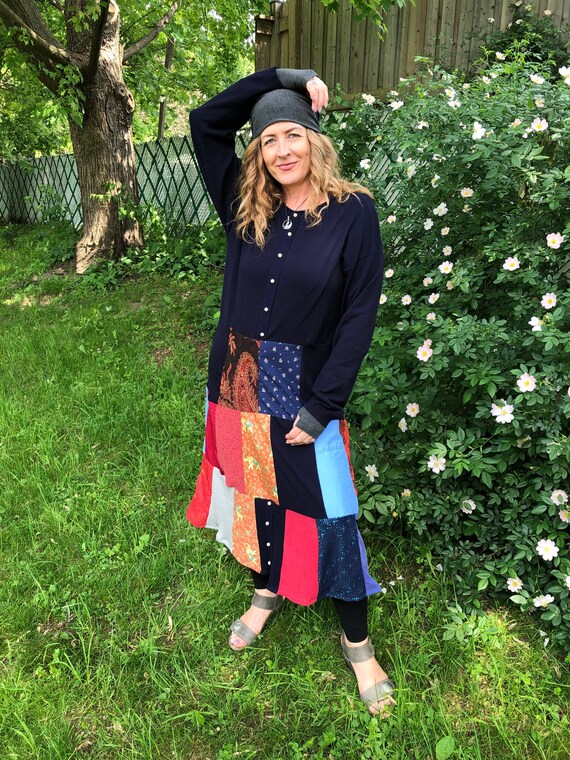 Upcycled Patchwork Sweater Dress - Etsy