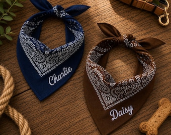 Pañuelo bordado personalizado, pañuelo vaquero estilo vaquera personalizado, bufanda con diseño de cachemir, pañuelo para despedida de soltera, pañuelos para gatos y perros.