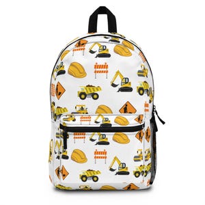 Backpack for Kids construction print,School Bag, Durable and Fun, Gift for Boys, Back to School, nappy bag, baby bag, toddler, digger, truck