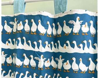 Tab Top Duck Goose Cafe Curtain Window Valance/Window Treatment/Kids Nursery Curtain/Children Playroom Curtain/Bathroom Curtain-To Her Gift