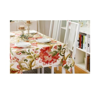Golden Floral Rectangle Square Tablecloth,Round Oval Tablecloth,Washable Table Linens,Wedding Table Centerpiece,Xmas Thanksgiving Her Gift