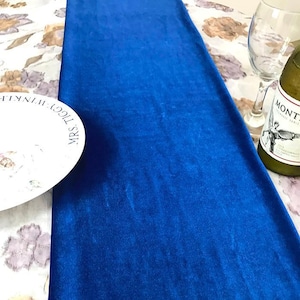 Royal Blue Velvet Table Runner,Party,Beach Wedding Table Runner,Shower,Gift-13 Colors,Custom Made Rectangle Square Round Oval Tablelcloth