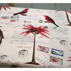 Tablecloth Trave Bird Palm Tree Rectangle Square Round Oval Shower Party,Wedding,Birthday Gift--Custom Table Runner,Window Curtain FREE GIFT