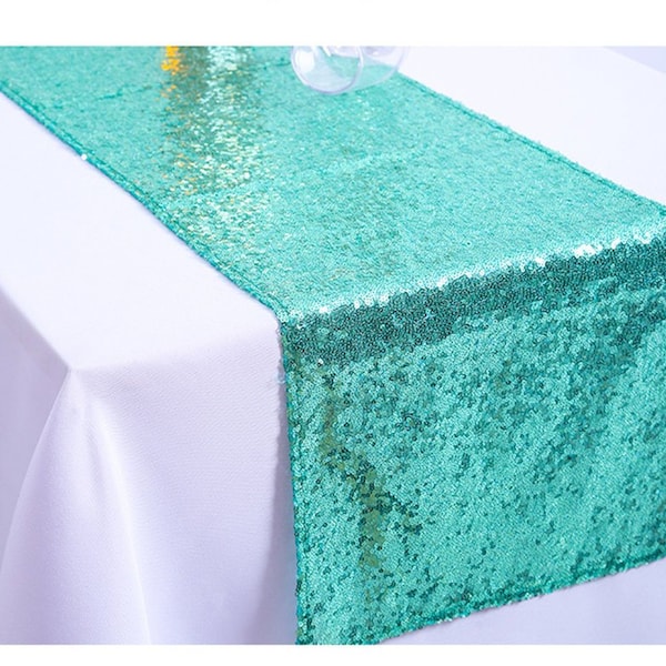 Sequin Wedding Table Runner Ocean Blue Cake Table Overlay,Baby Shower Party,Gift--Custom,23 color,Pillow Case,Photography Backdrop,FREE GIFT