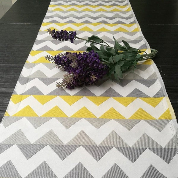 Gray Chevron Table Runner Etsy