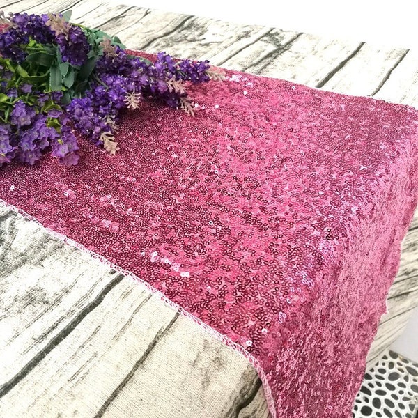 Sequin Table Runner Rose Pink Glitz Party,Wedding Centerpiece,Gift--Custom 23 color,Tablecloth Overlay,Pillow,Photography Backdrop,FREE GIFT
